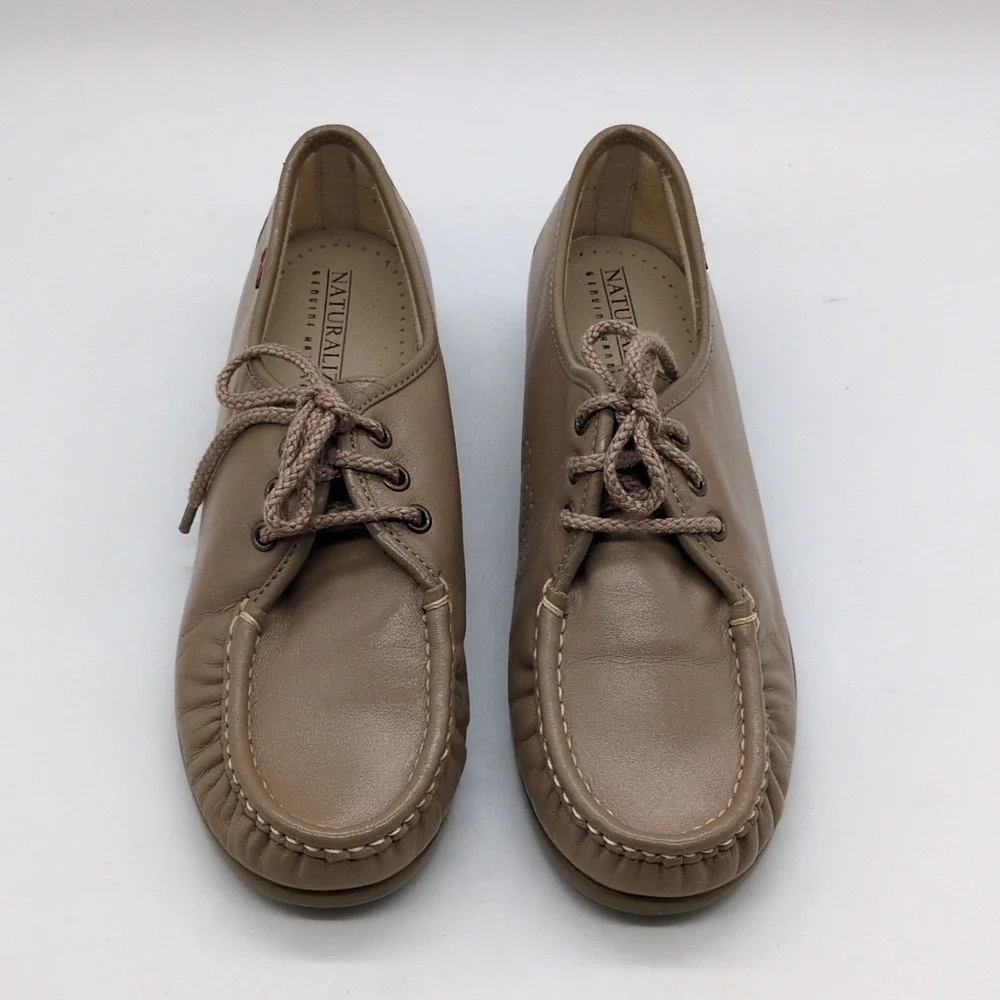 Naturalizer Shoes Womens Beige 8 Leather Oxfords Handsewn Walking Comfort
